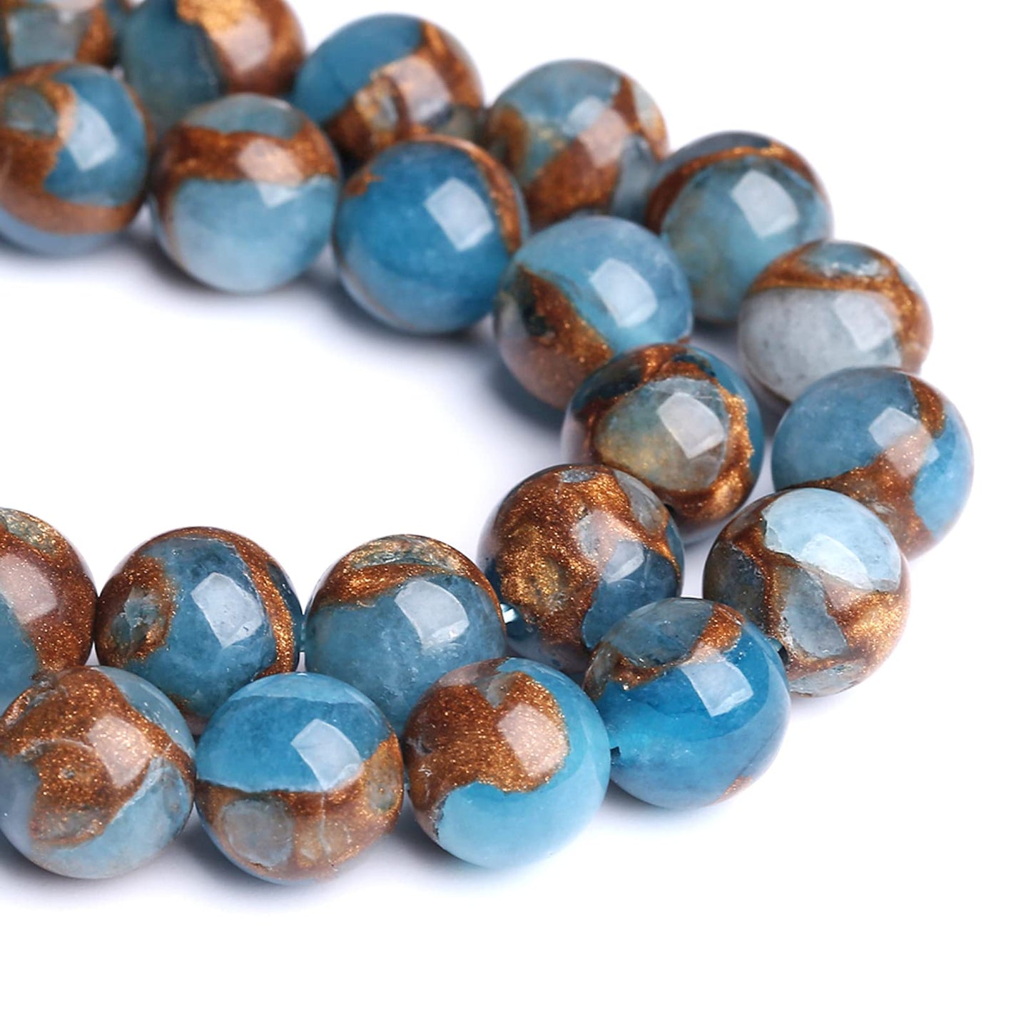 10MM 36PCS Lake Blue Cloisonne Craft Spacer Loose Beads for Jewelry Making DIY Bracelet