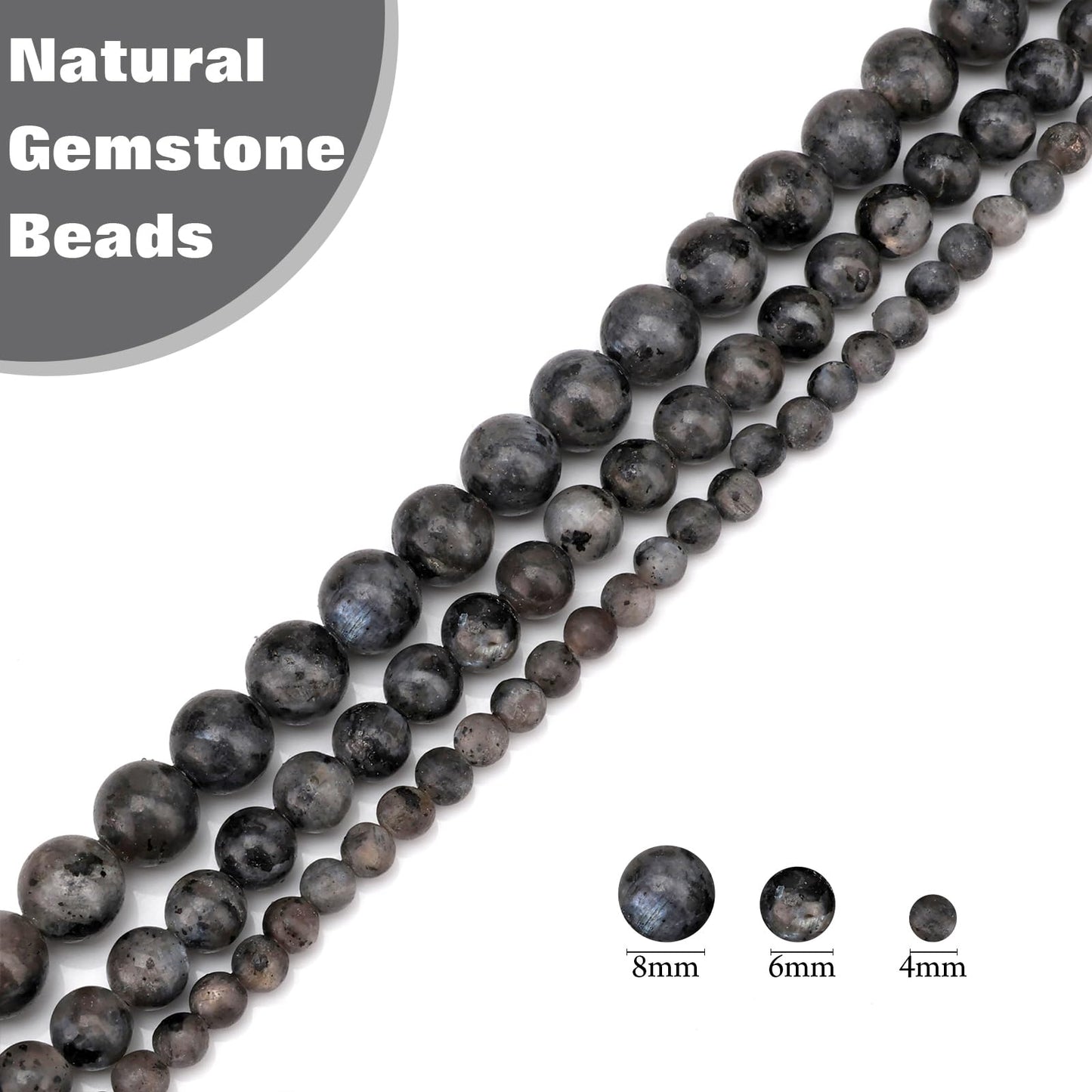 Vinswet 60pcs 6mm Labradorite Natural Stone Beads Round Genuine Real Stone Beading Loose Gemstones DIY Smooth Bead for Bracelet Necklace Earrings Jewelry Making