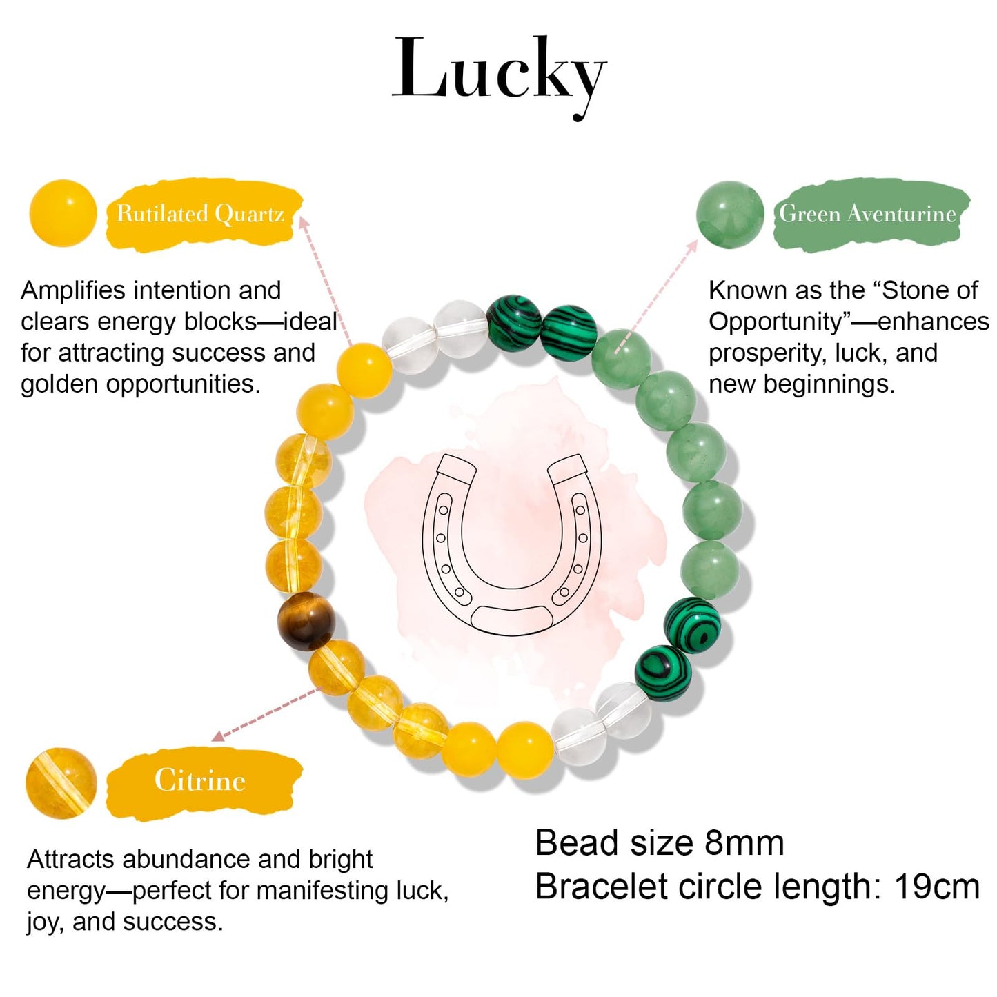 Risyfjew Natural Healing Crystal Bracelet for Women Lucky Bracelets Calming Jewelry Gifts Worry Stone Amethyst Tiger Eye Sodalite
