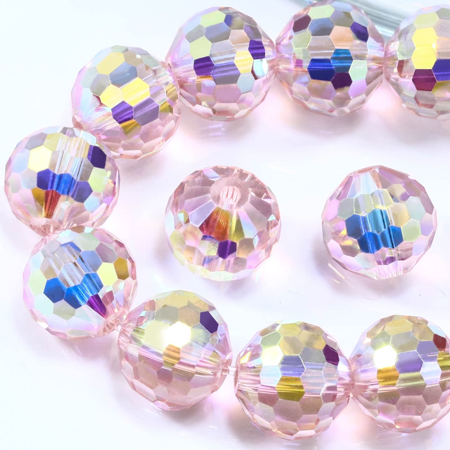 Dowarm 150PCS 6MM Round Crystal Glass Beads for Jewelry Making, Vintage Rose AB Faceted Crystal Beads for Crafts Bracelet Wind Chimes Suncatcher, #5003 Crystal Rondelle Spacer Beads, Loose Gemstones