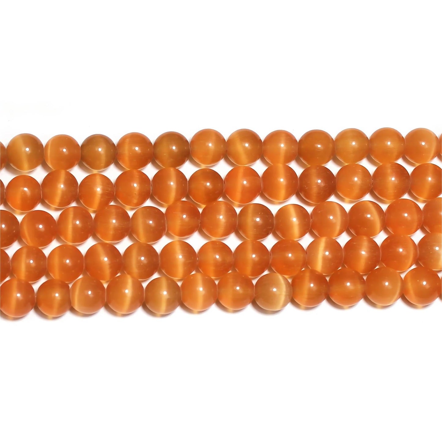 MJDCB 35pcs Orange Cat Eye Stone Beads 10mm Round Crystal Loose Bead for Jewelry Making DIY Bracelets Necklace Accessories