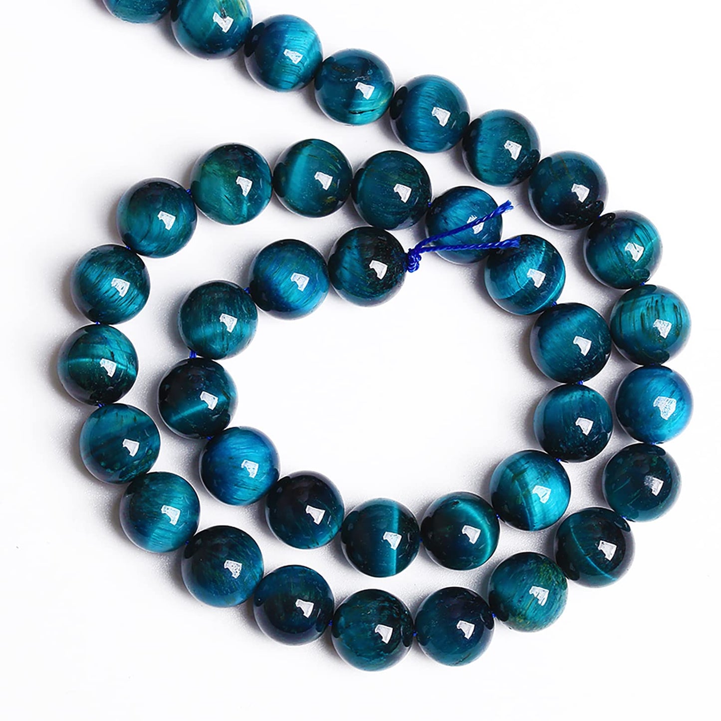 6mm 60PCS Blue Tiger Eye Beads Natural Stone Gemstone Spacer Loose Beads for Jewelry Making DIY Bracelet Semi Precious Beads Strand 15 inches