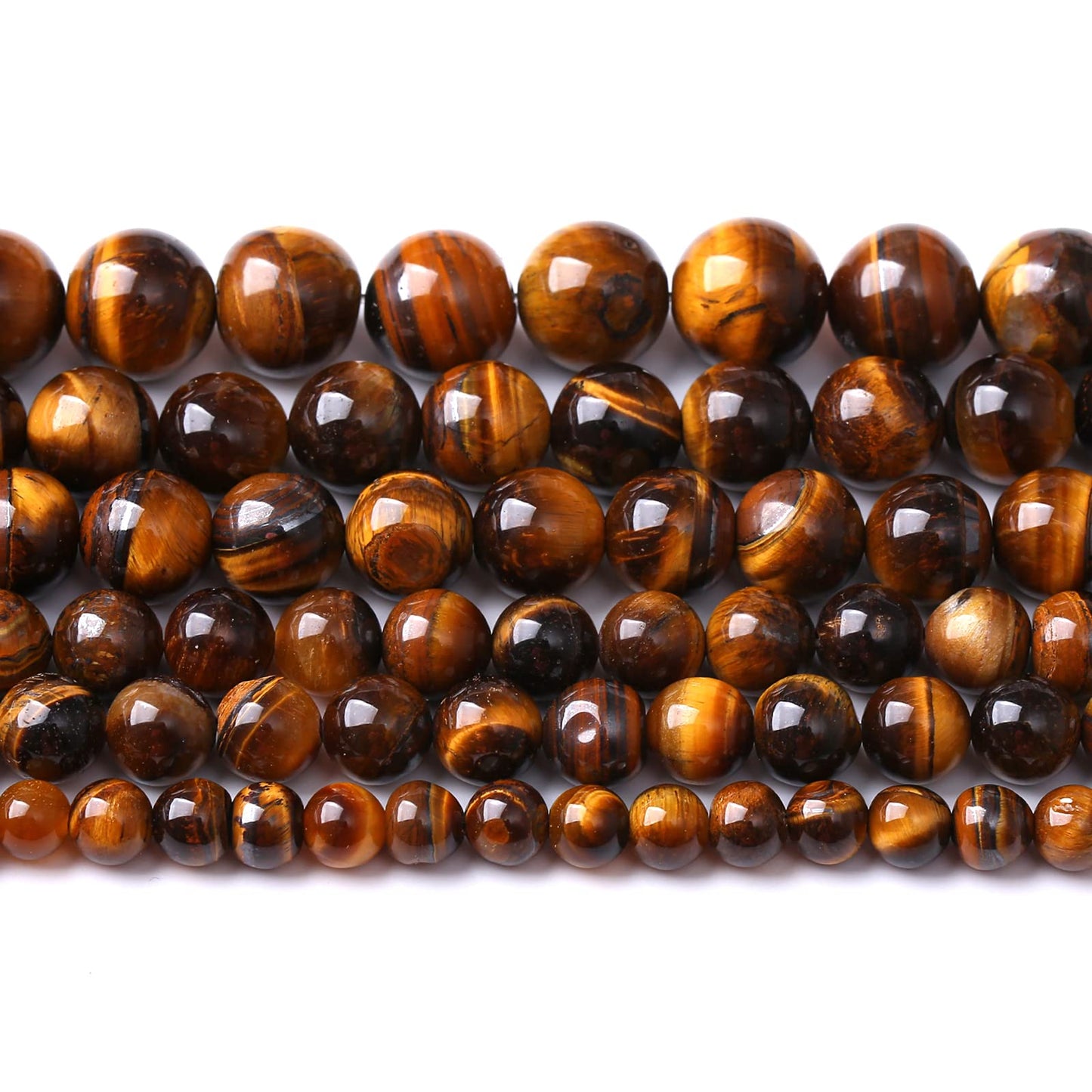 6MM 60PCS Natural Stone Yellow Tiger Eye Stone with Iron Mine Beads for Jewelry Making DIY Bracelet