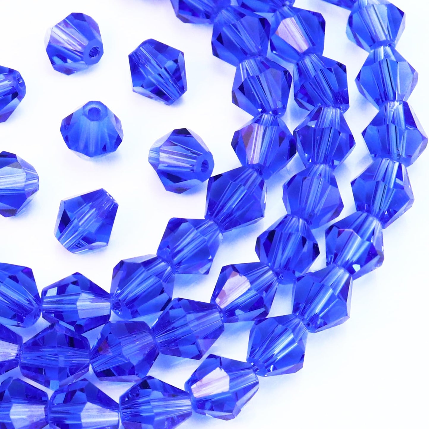 Dowarm 100PCS 8MM Crystal Bicone Beads for Crafts, Jewelry Making, DIY Bracelet, Necklace, Dolls, Wine Charms, Wind Chimes, Suncatchers, Bulk Faceted Loose Glass Beads, Medium Blue