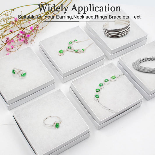opaprain Cardboard Jewelry White Gift Boxes 20 Pack3.5×3.5×1 inches, its apply to displaying necklaces, rings, bracelets, earrings