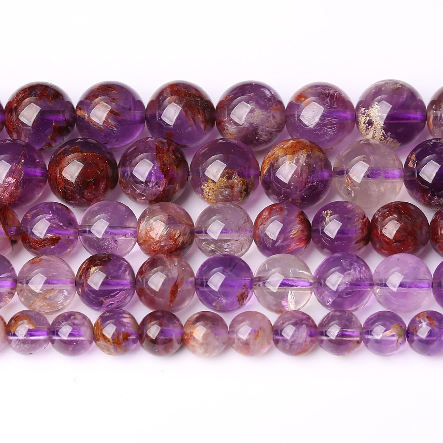 10MM 36PCS Natural Gemstone Purple Ghost Crystal Stone Beads for Jewelry Making DIY Bracelet