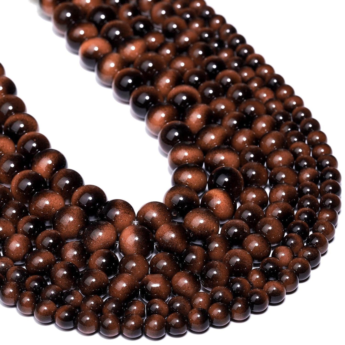 Song Xi 45PCS 8mm Brown Tiger Eye Gemstone Beads for Jewelry Making, Round Smooth Glass Beads for DIY Bracelet Necklace Earring Keychain, Arts and Crafts, for Christmas Wedding Birthday