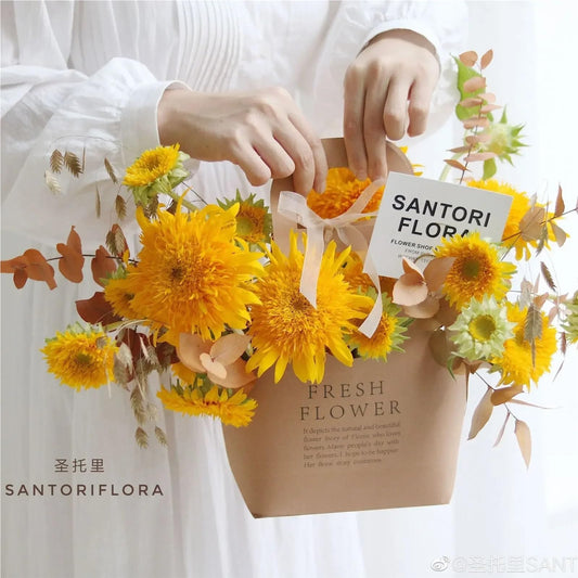 Nikeg Kraft Paper Flower Gift Bags 10Pcs Packaging Flower Boxs Rose Wrapping Handheld Waterproof Kraft Paper Bag Arrangement Valentine'S Day Wedding Decoration Gift(PINK,L 22 x10 x40cm)