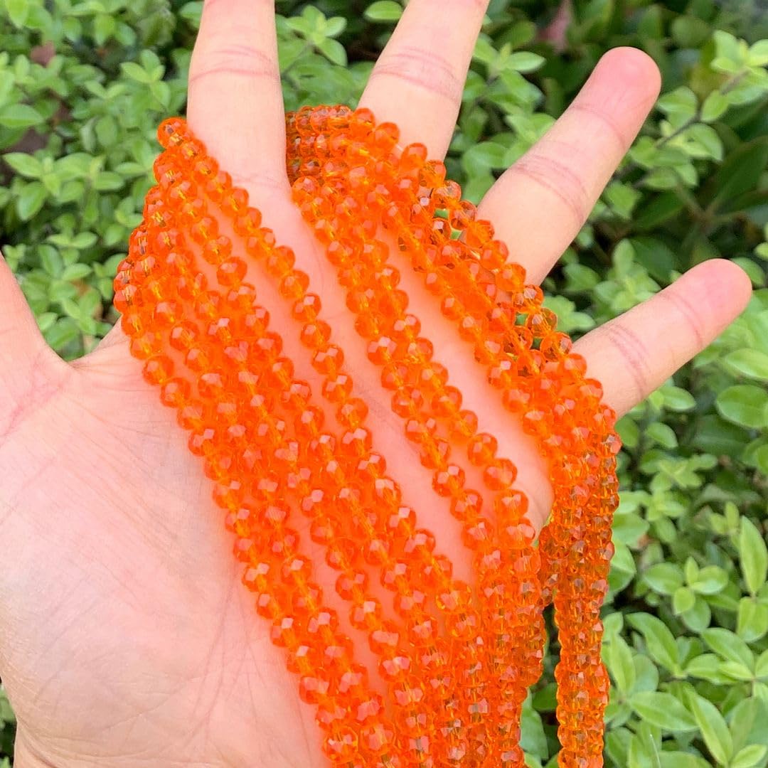 1000pcs Czech Faceted Rondelle Crystal Glass Loose Beads 6mm Spacer Bulk Sun (Orange) for DIY Craft Jewelry Making CCR612