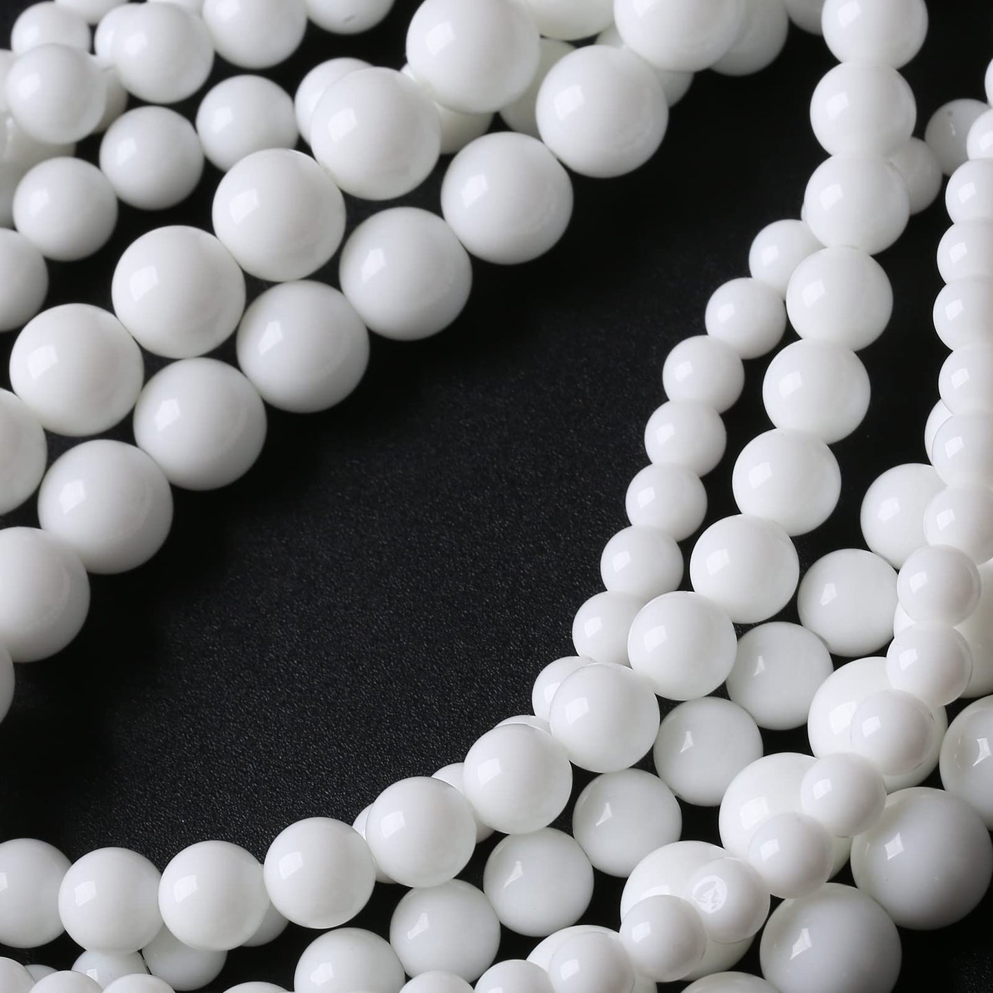 45PCS 8MM Natural White Agate Stone Beads Round Shape Suitable for Jewelry DIY Bracelet 15 Inches