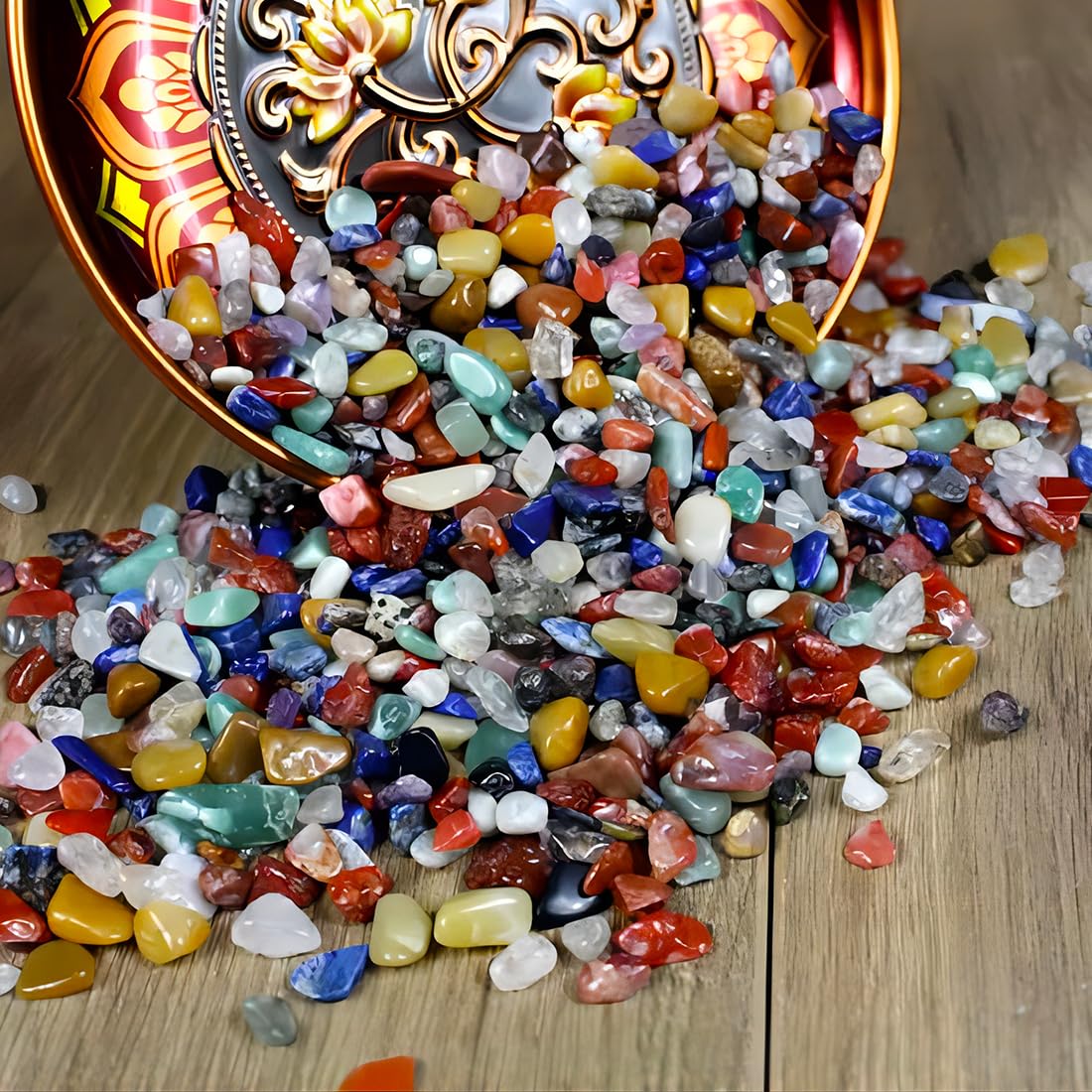 500 pcs Natural Chip Stone Beads, Multicolor 5-8 mm Irregular Gemstones Healing Crystal Loose Bead for Jewelry Making Bracelet Crafting