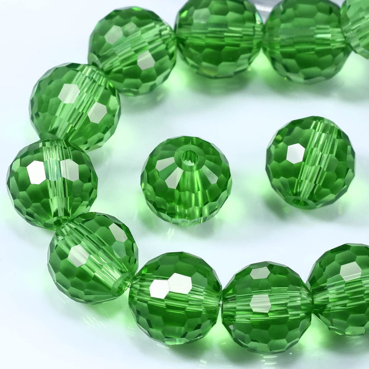 Dowarm 150PCS 6MM Round Crystal Glass Beads for Jewelry Making, Grass Green Faceted Crystal Rondelle Spacer Beads for Crafts Bracelet Wind Chimes Suncatcher