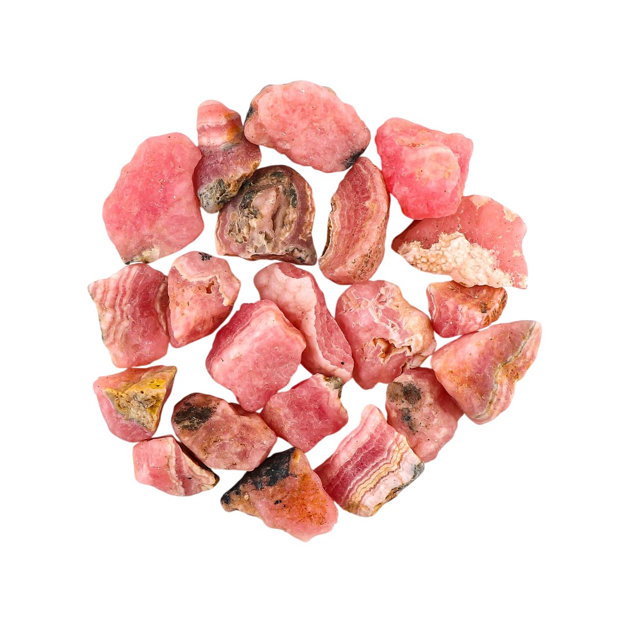 Gemkora 50 ct. Natural Rhodochrosite Rough Gemstone, Raw Crystals, Rhodochrosite Rock, Jewelry Making Supplies, Chakra Healing Crafts & DIY Stone (6-8pcs) (10-15 mm)