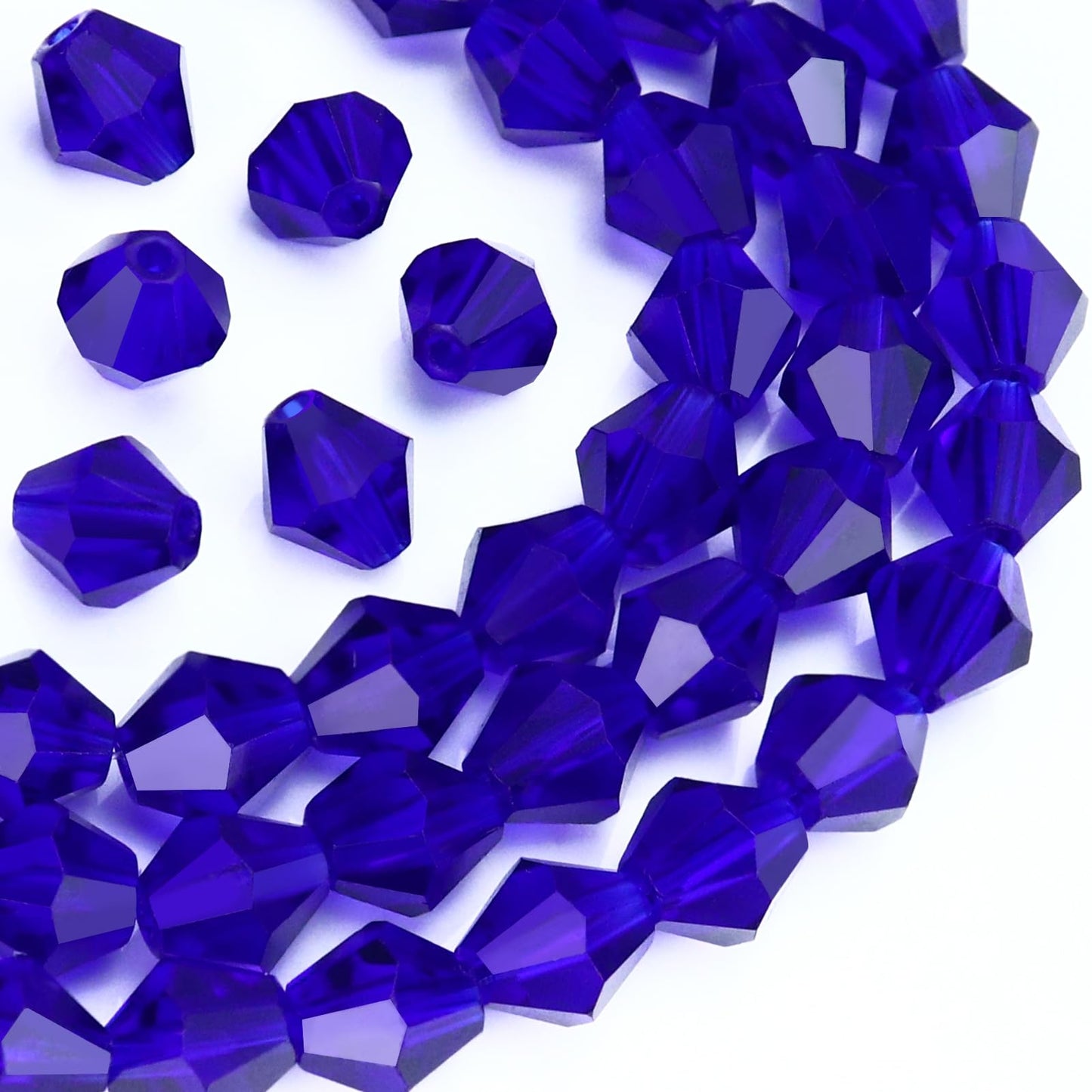 Dowarm 1000PCS 4mm Glass Bicone Beads for Craft Jewelry Making, DIY Bracelet, Necklace, Dolls, Wine Charms, Wind Chimes, Suncatchers, Bulk Small Faceted Crystal Beads, Dark Blue