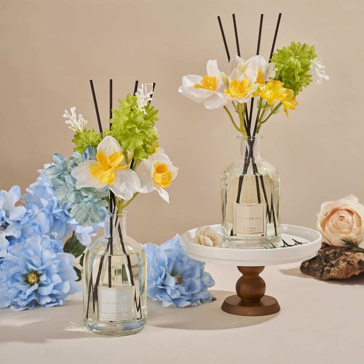 COCORRÍNA Reed Diffuser - Ocean Mist & Sea Salt | 8.5 Fl. Oz. Botanical Flower Home Decor