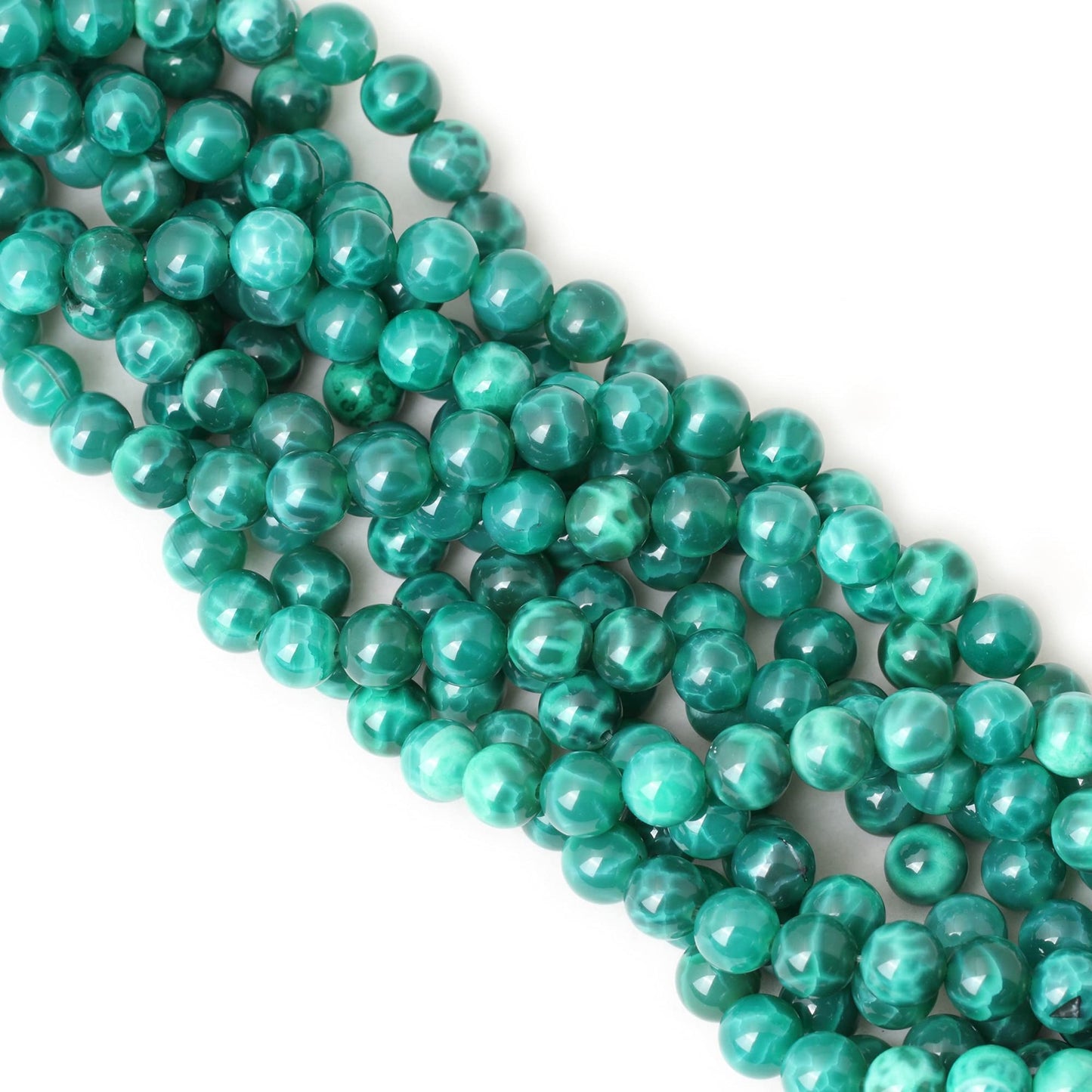 CHEAVIAN 45PCS 8mm Natural Peacock Vein Agate Gemstone Round Loose Beads for Jewelry Making Jewelry Design1 Strand 15"