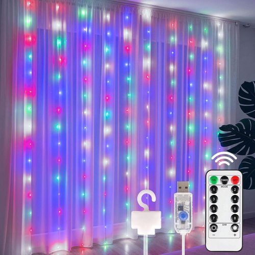 DomeStar 300 LED Fairy Curtain Lights - 9.8ft Waterproof String Lights with Remote | Multicolor for Parties & Decor