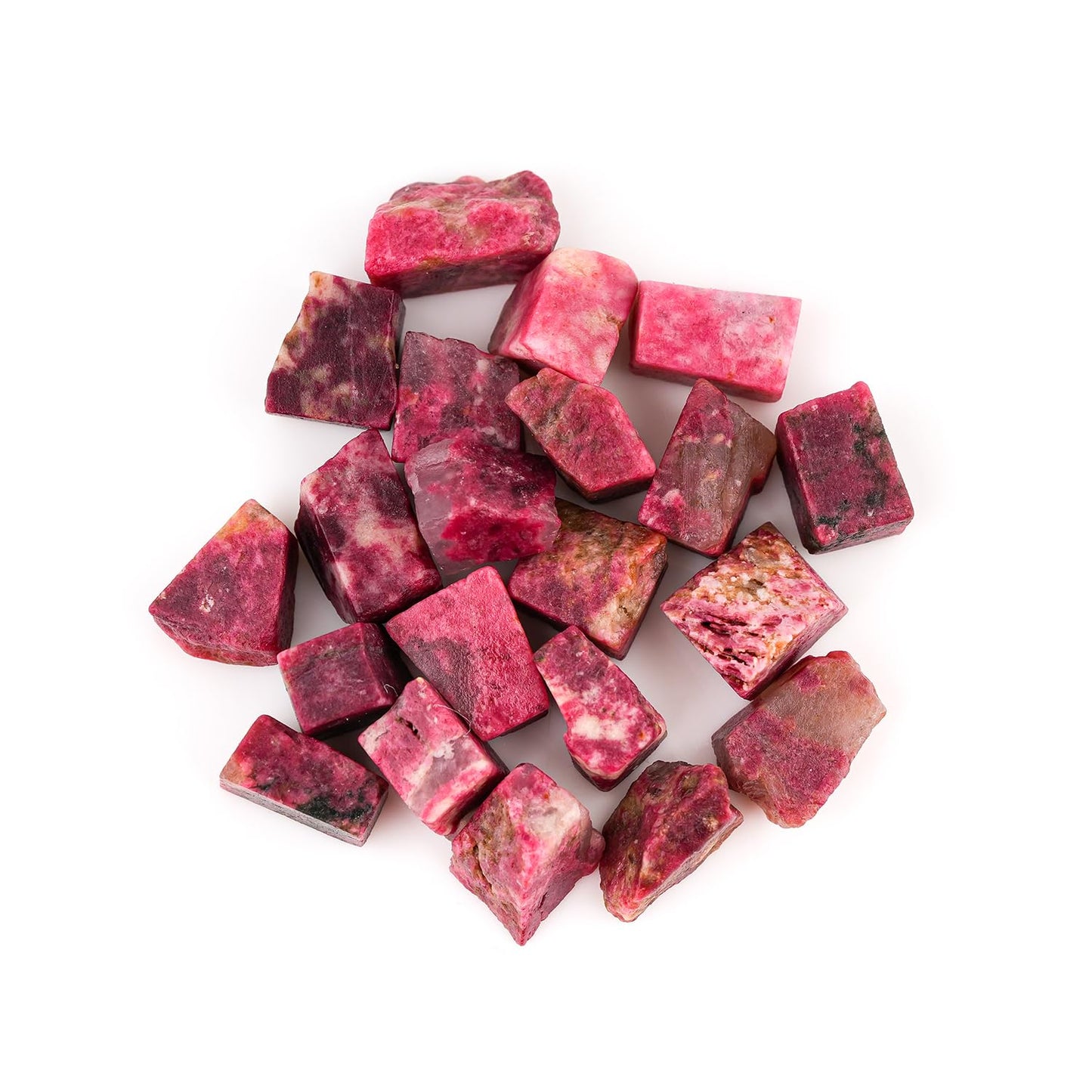 ColouredRocks 100 carats Thulite Crystals, Raw Stones, Rough Gemstones, Jewelry Making Supply, Cabbing, Polishing, Cutting, DIY, Crafts (20pcs) (8-12mm)