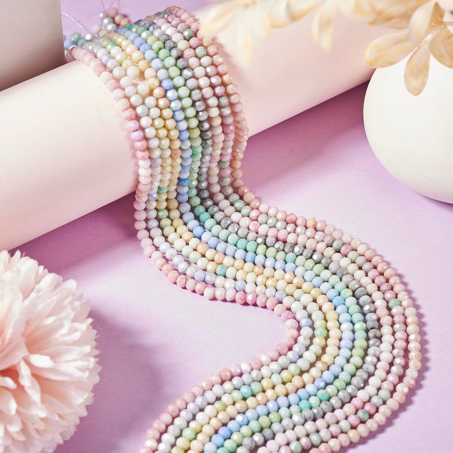 Elecrelive 660pcs Briolette Crystal Beads 4mm Glass Rondelle Beads AB Color Faceted Glass Loose Beads for DIY Beading Bracelet Necklace Jewelry Making
