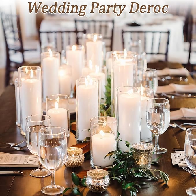 36 Pcs White Pillar Candles Bulk Set，Hurricane Candlesï¼? Different Lengths 2 x 3/4/6 Inch (12 Each)，Dripless Unscented Smokeless，Gives You a Better Atmosphere When Organizing an Event Party.
