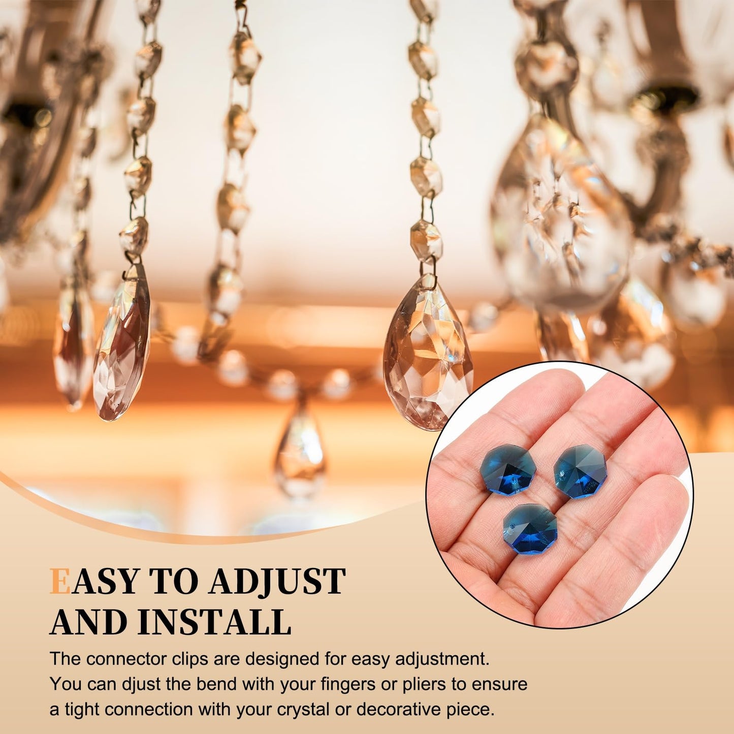 uxcell 25Pcs 1 Hole Crystal Octagon Beads, 14mm K9 Glass Hanging Chandelier Beads Prisms Parts for Crystal Chandeliers Lamp Hanging Pendant Jewelry DIY Craft, Peacock Blue