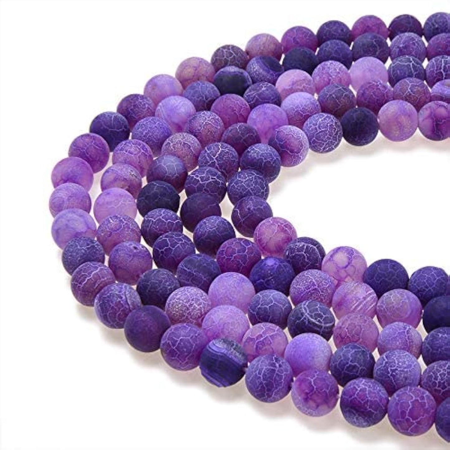 PLTbeads Natural Gemstone Loose Beads Matte Approxi 15.5 inch DIY Bracelet Necklace for Jewelry Making (10mm, Purple Frosted Agate)