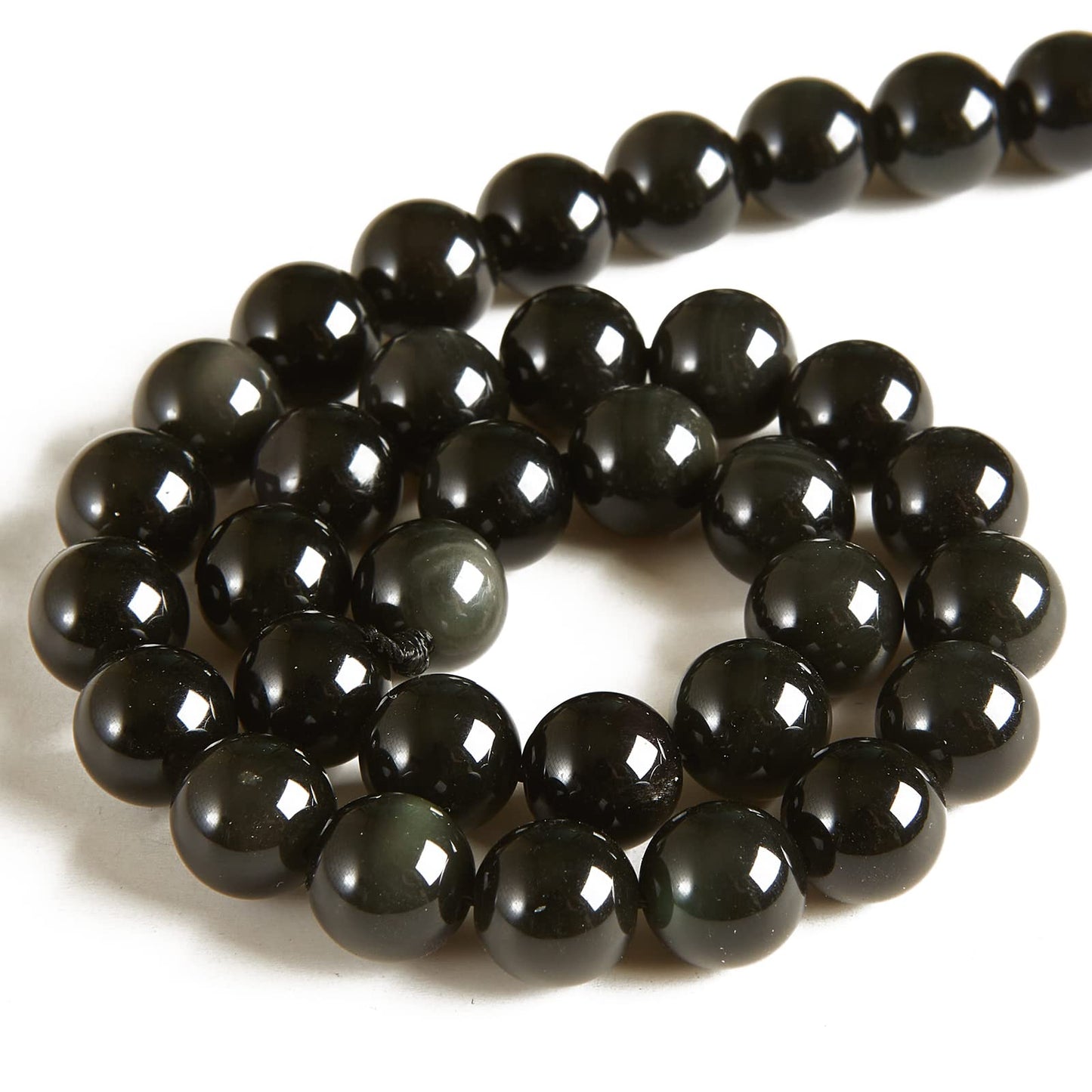100pcs 10mm Black Obsidian Beads Natural Gemstone Beads Round Loose Beads for Jewelry Making