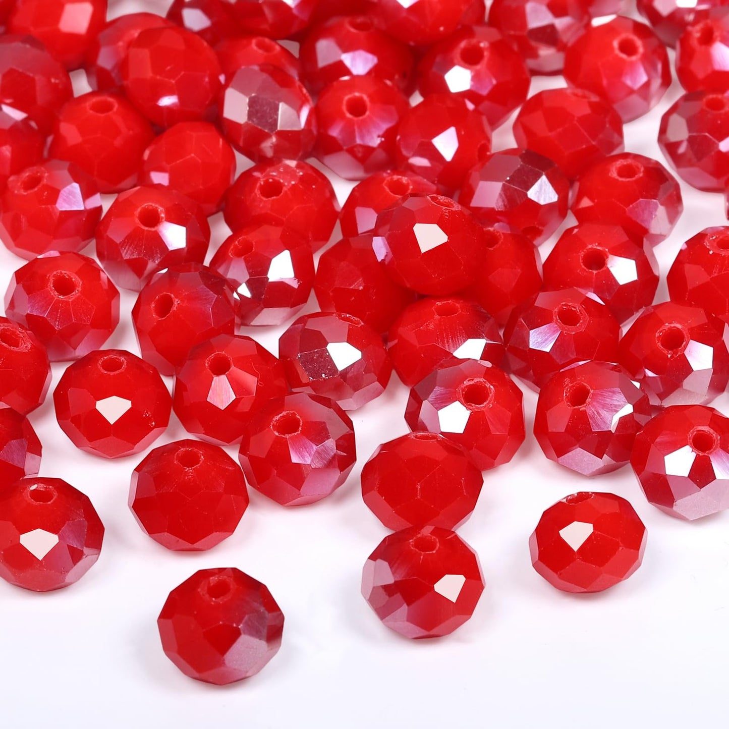 NITOPUPU 1000pcs 4mm Crystal Glass Beads for Jewelry Making Faceted Rondelle Flat Beads for Bracelets Necklace Earrings DIY Crafts (AB Red Jade Half-Plated Crystal Bead)