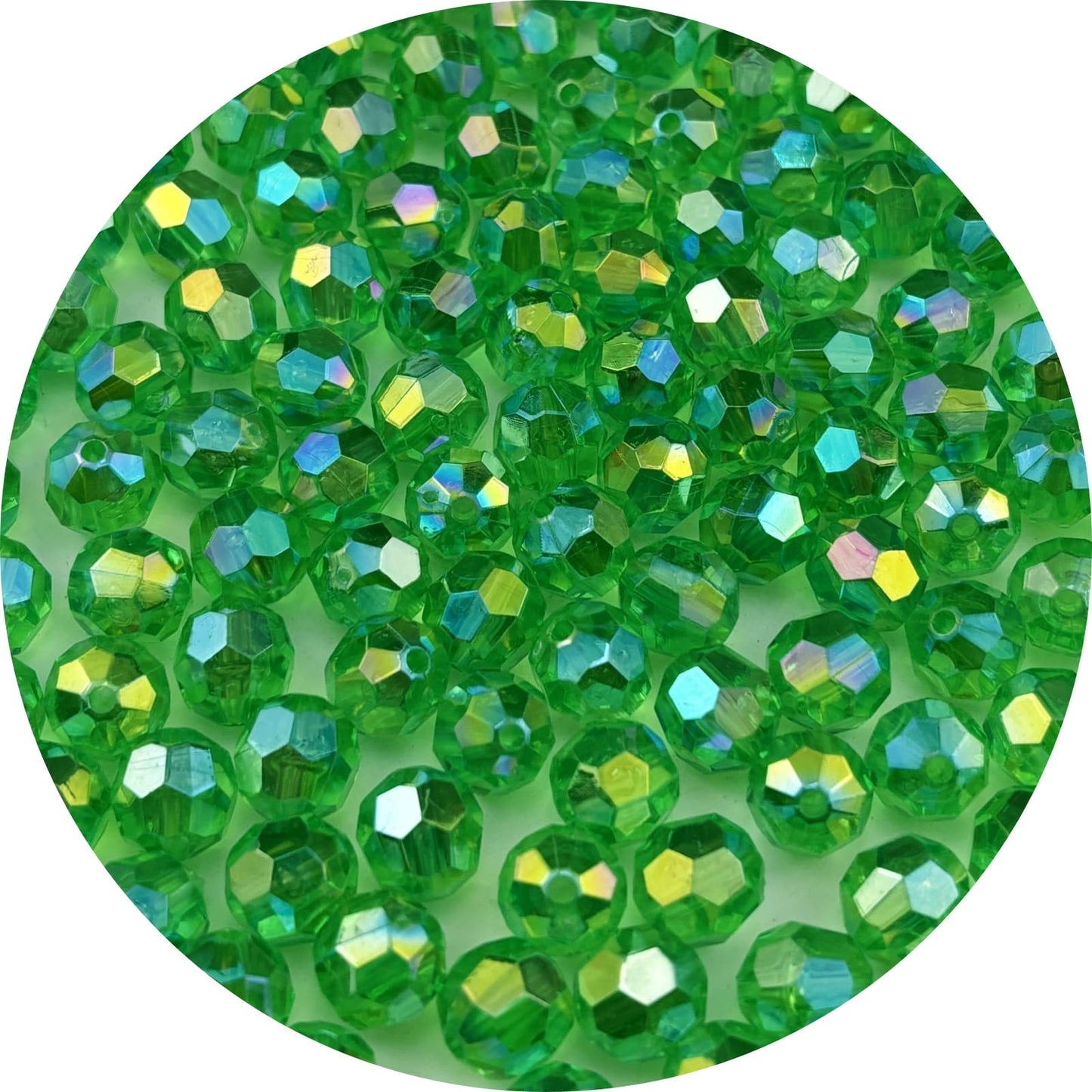 Pinhoollgo 200pcs 10mm Acrylic Faceted Round Beads AB Colors Glossy Acrylic Beads Round Spacer Beads with Hole for DIY Bracelet Necklace Jewelry Making Supplies Handmade Craft(Green AB)