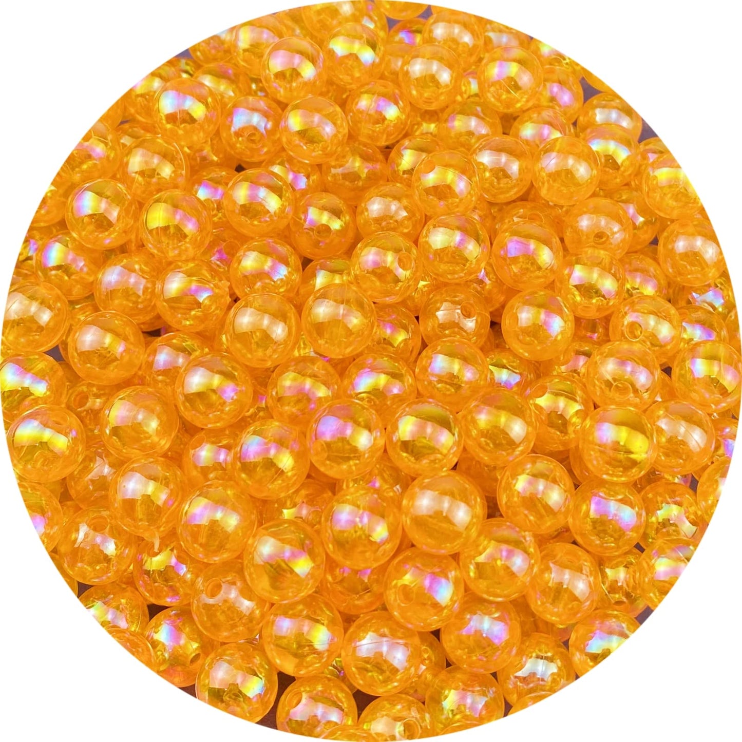 300 Pcs Acrylic Round Beads - AB Colors, 10mm Round Spacer Beads for Earring, Bracelet, Necklace, Key Chains, Jewelry DIY Craft Making (10mm, Orange AB)