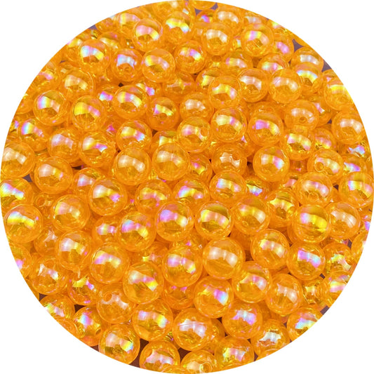 300 Pcs Acrylic Round Beads - AB Colors, 10mm Round Spacer Beads for Earring, Bracelet, Necklace, Key Chains, Jewelry DIY Craft Making (10mm, Orange AB)