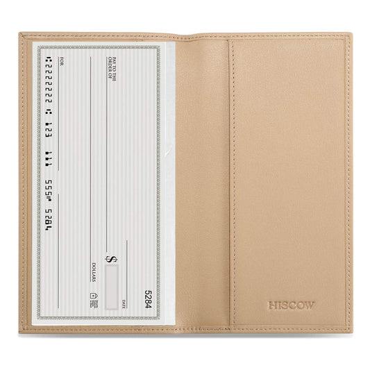 HISCOW Minimalist Checkbook Cover - Full Grain Leather (Premium Apricot)