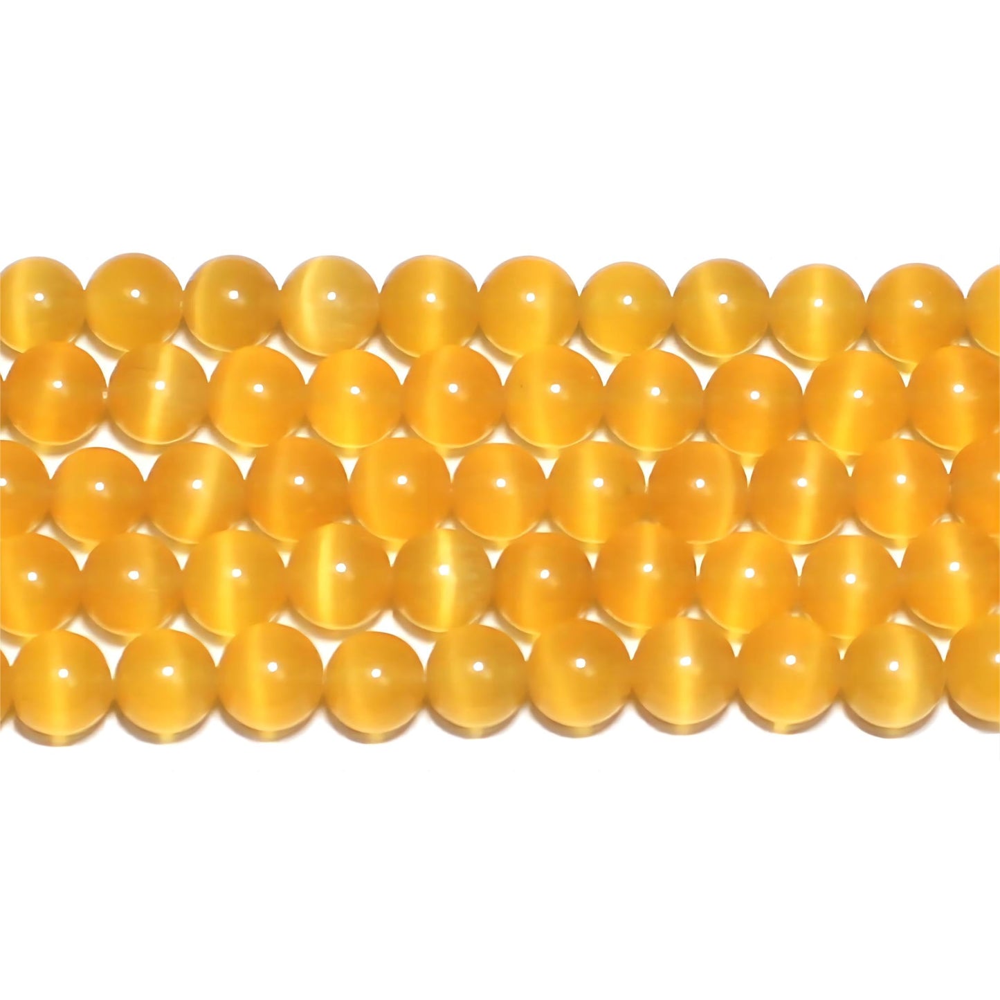 MJDCB 60pcs Golden Yellow Cat Eye Stone Beads 6mm Round Crystal Loose Bead for Jewelry Making DIY Bracelets Necklace Accessories