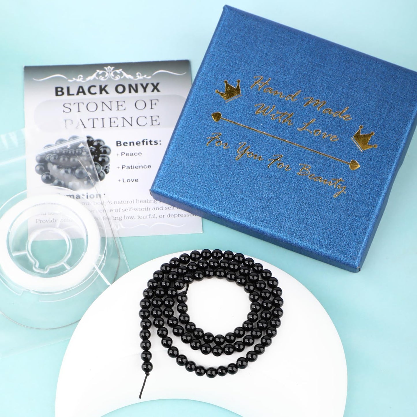 CMBYN Natural Stone Beads Round Genuine Real Stone Beading Strand Loose Gemstones DIY Smooth Bead for Bracelet Necklace Earrings Jewelry Making (Black Onyx, 4mm 90 Pieces)