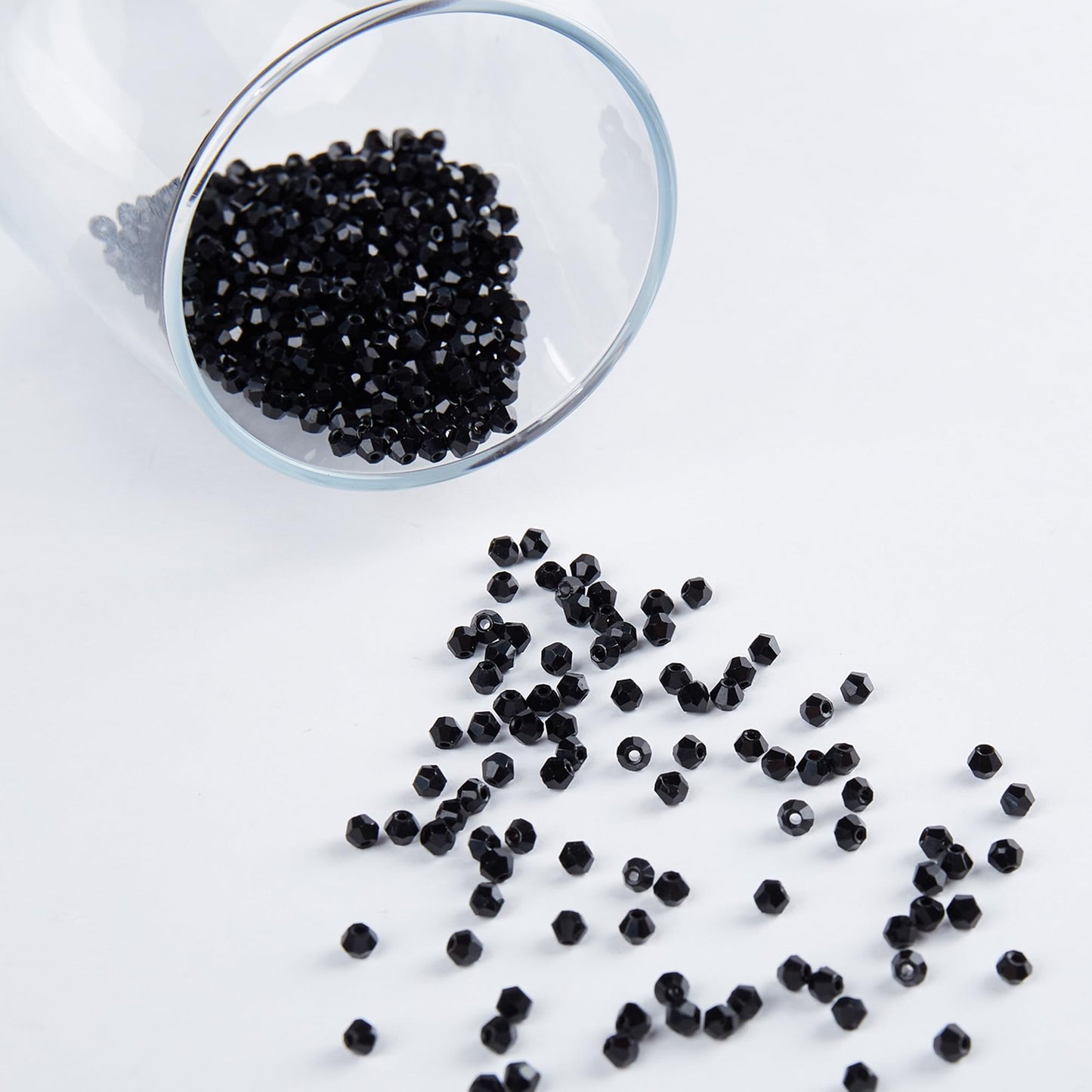 Laopottbeads 1200pcs Black 3mm Bicone Crystal Beads for Jewelry Making – Small Faceted Glass Beads for Bracelets, Earrings, Loc Sprinkles, DIY Crafts