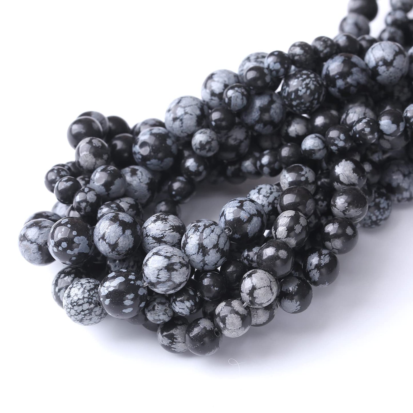 90PCS 4MM Snowflake Obsidian Stone Beads Natural Gemstone Bead Crystal Healing Energy Jewelry Making DIY 19 inches
