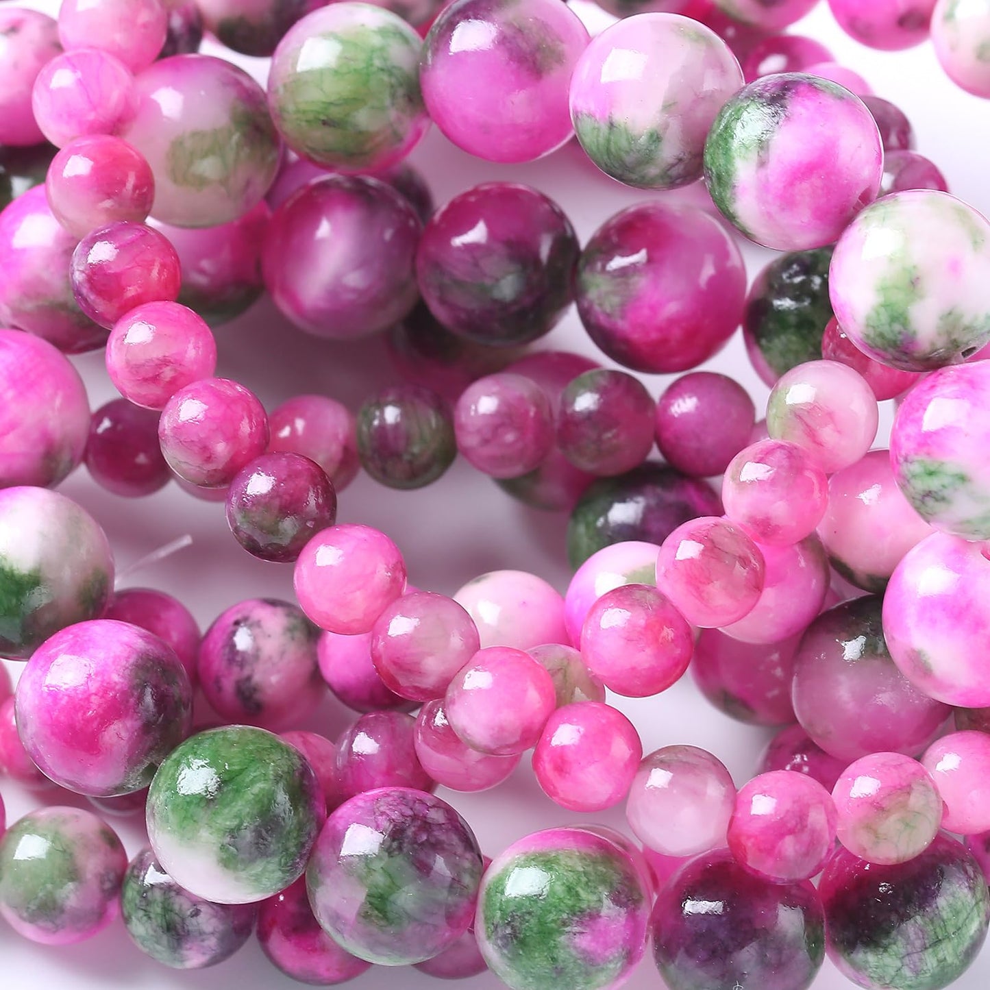 10MM 38PCS Pink Green Persian Jade Spacer Loose Beads for Jewelry Making DIY Bracelet Necklace