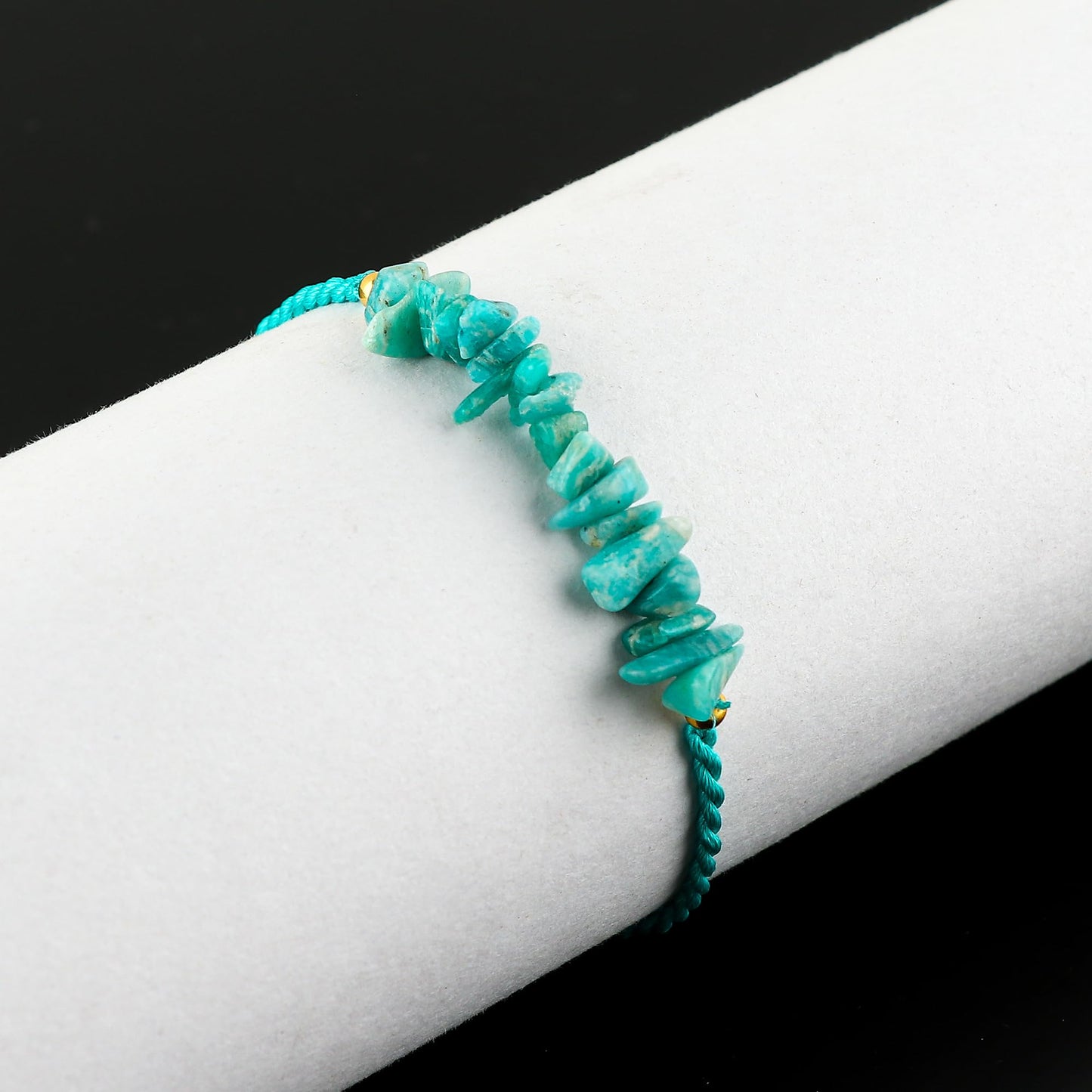 TGH Natural Amazonite Chips Braided Bracelet Healing Birthday Resizable Hand Braid Rope Thread Protection Bracelet for Men Women Gemstone Jewelry 7 inch Christmas Gift (Amazonite)