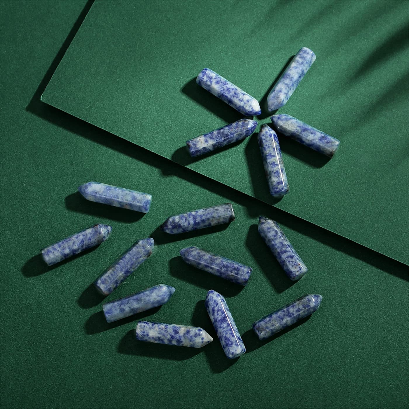 10PCS Blue Solidate Natural Healing Crystals Stones Sets Polished Tumbled Pocket Gemstones Bulk Hexagonal Points Reiki Energy Balancing Chakra Meditation Therapy Desk Decor Gift