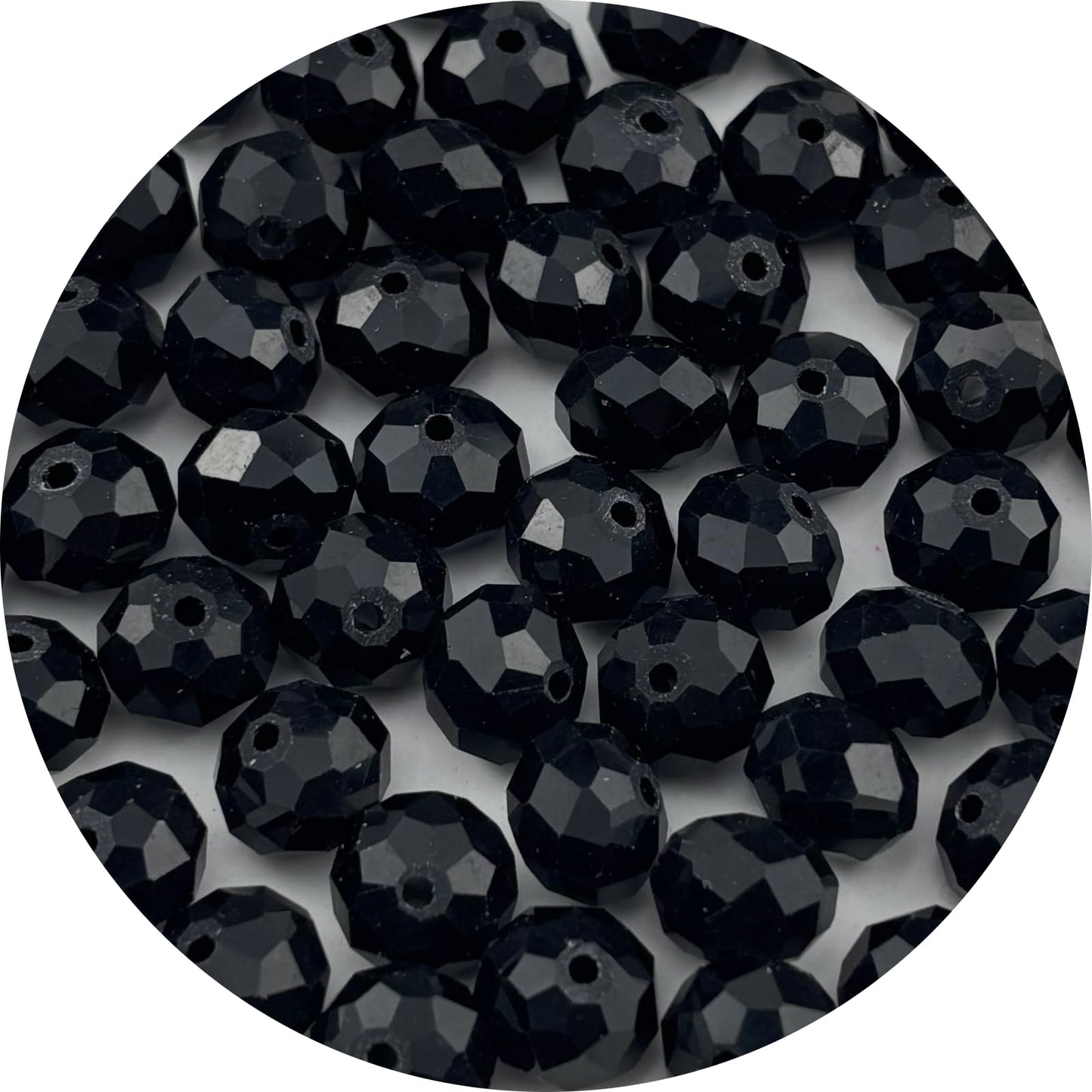 Pinhoollgo 100pcs 8mm Crystal Glass Beads Faceted Rondelle Glass Spacer Beads for Bracelets Necklace Pendants Earrings Key Chains Jewelry Making(Black)