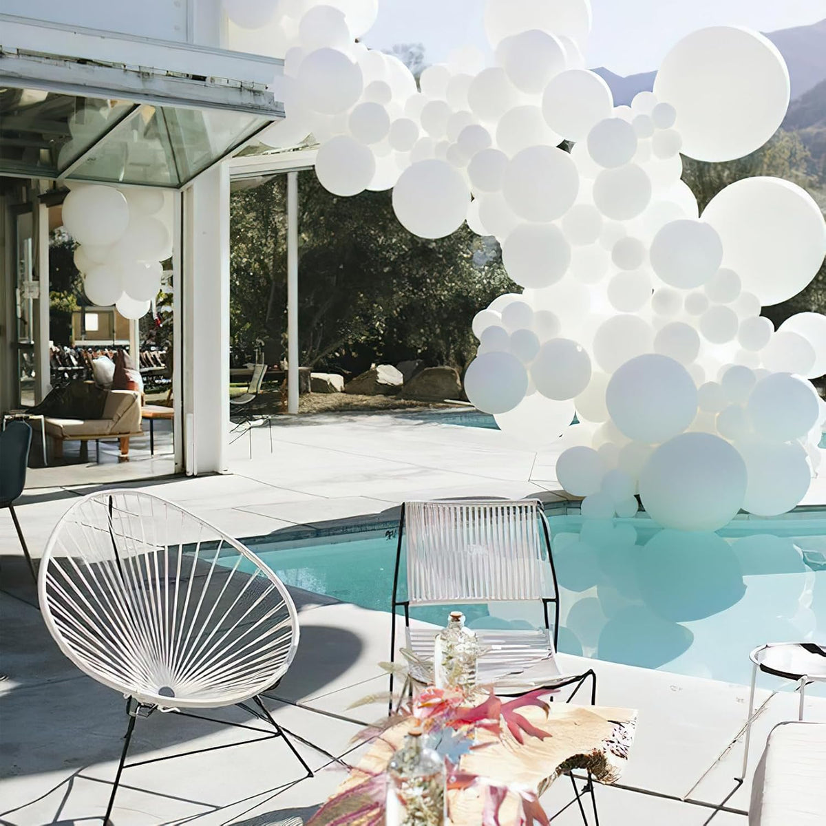 PartyWoo White Balloons - 100-Piece Matte Latex Balloon Arch Kit | 5-12 Inch Sizes for Weddings, Graduations & Parties