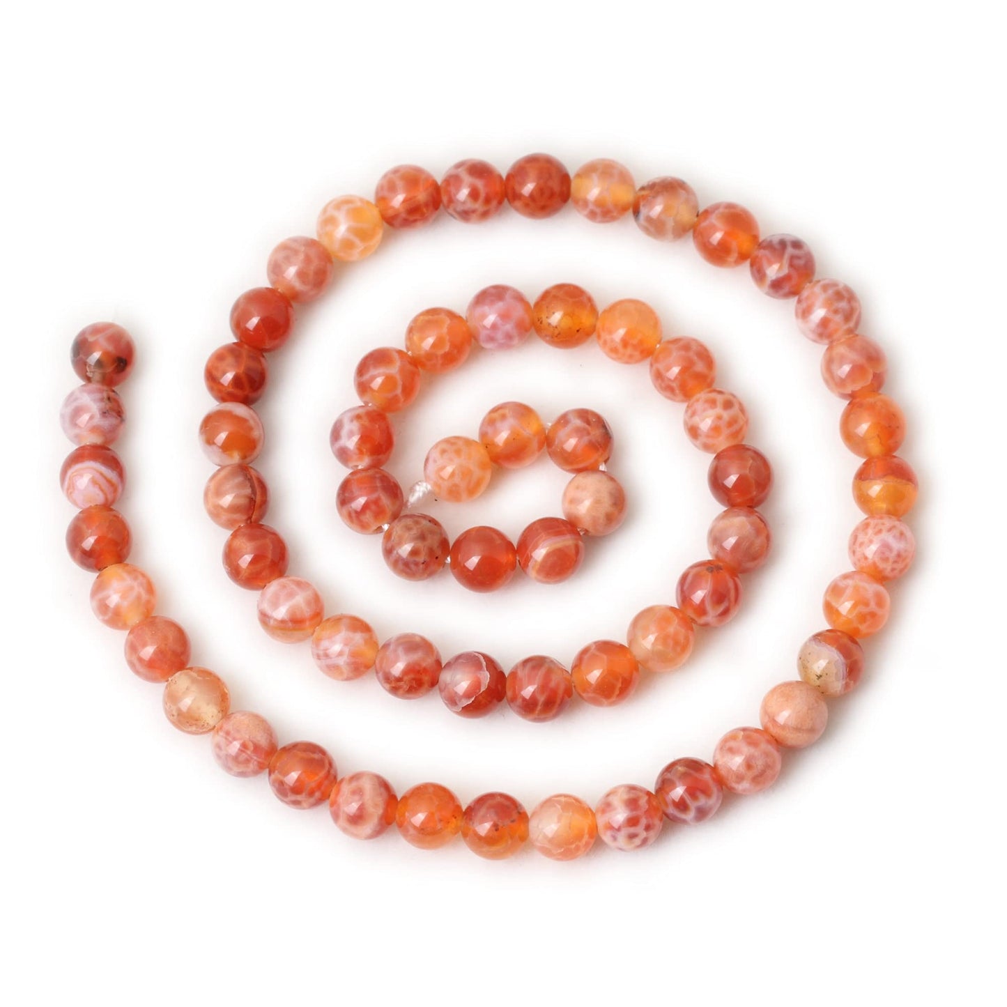CHEAVIAN 60PCS 6mm Natural Red Dragon Vein Agate Round Loose Beads for Jewelry Making 1 Strand 15 inch