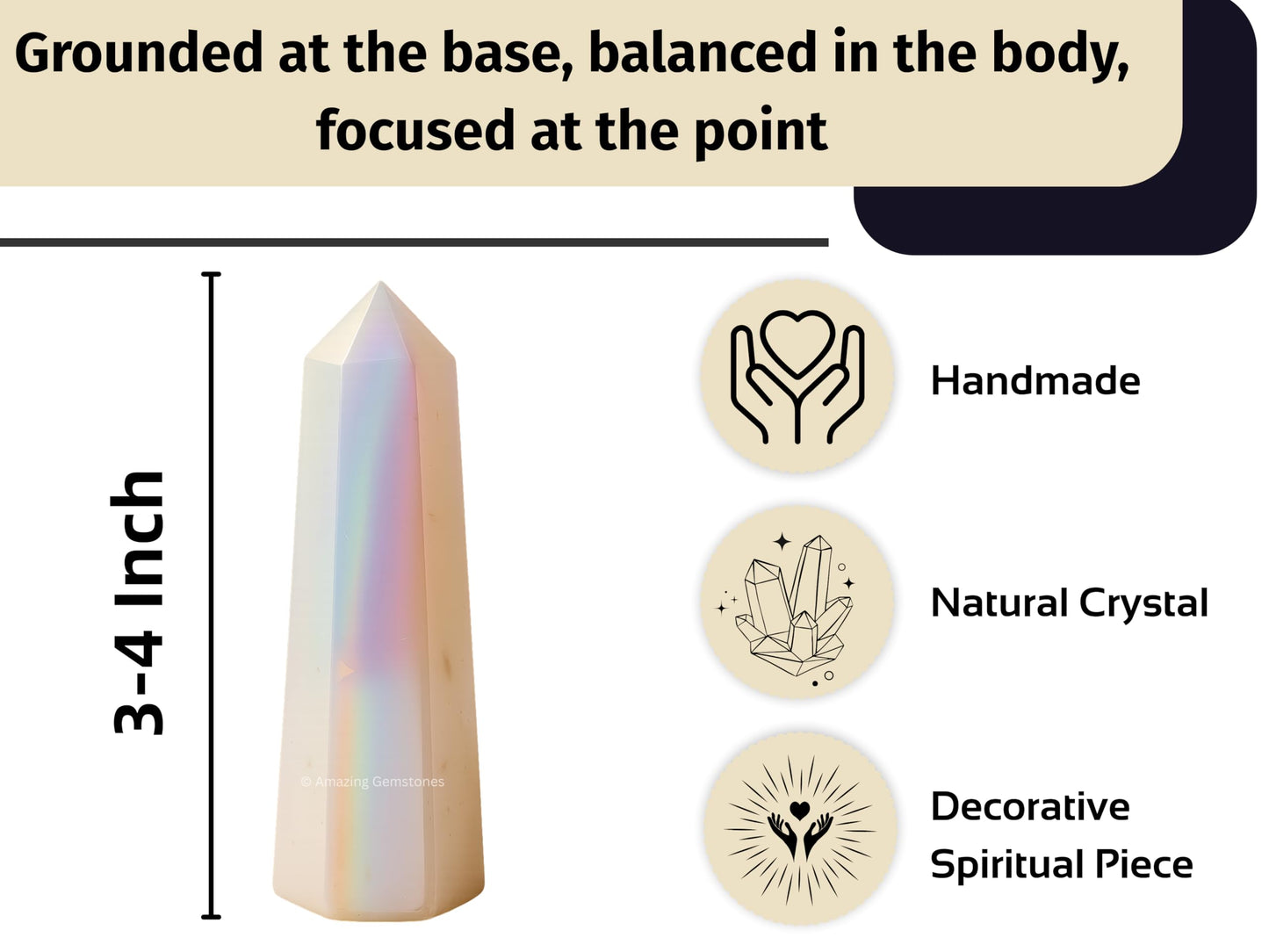 Amazing Gemstone Angel Aura Quartz Crystal Towers ~ Natural Healing Crystal Point Obelisk for Reiki Healing and Crystal Grid (3" to 4" INCH)