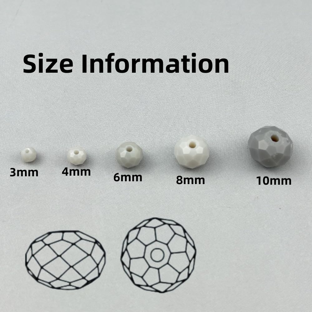 Pinhoollgo 60pcs 10mm Crystal Glass Beads Faceted Rondelle Glass Spacer Beads for Bracelets Necklace Pendants Earrings Key Chains Jewelry Making(Light Gray Porcelain)