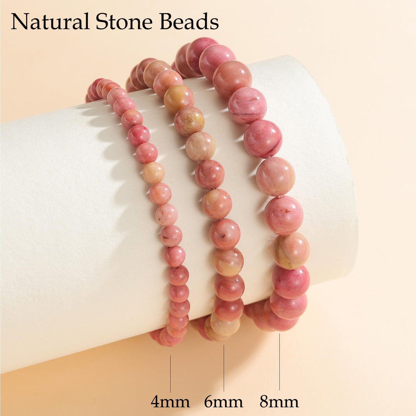 Udolfly Womens Crystal Beaded Bracelets for Women Men Protective Energy Bracelet Natural Gemstone Bead Bracelet 6mm Rhodochrosite