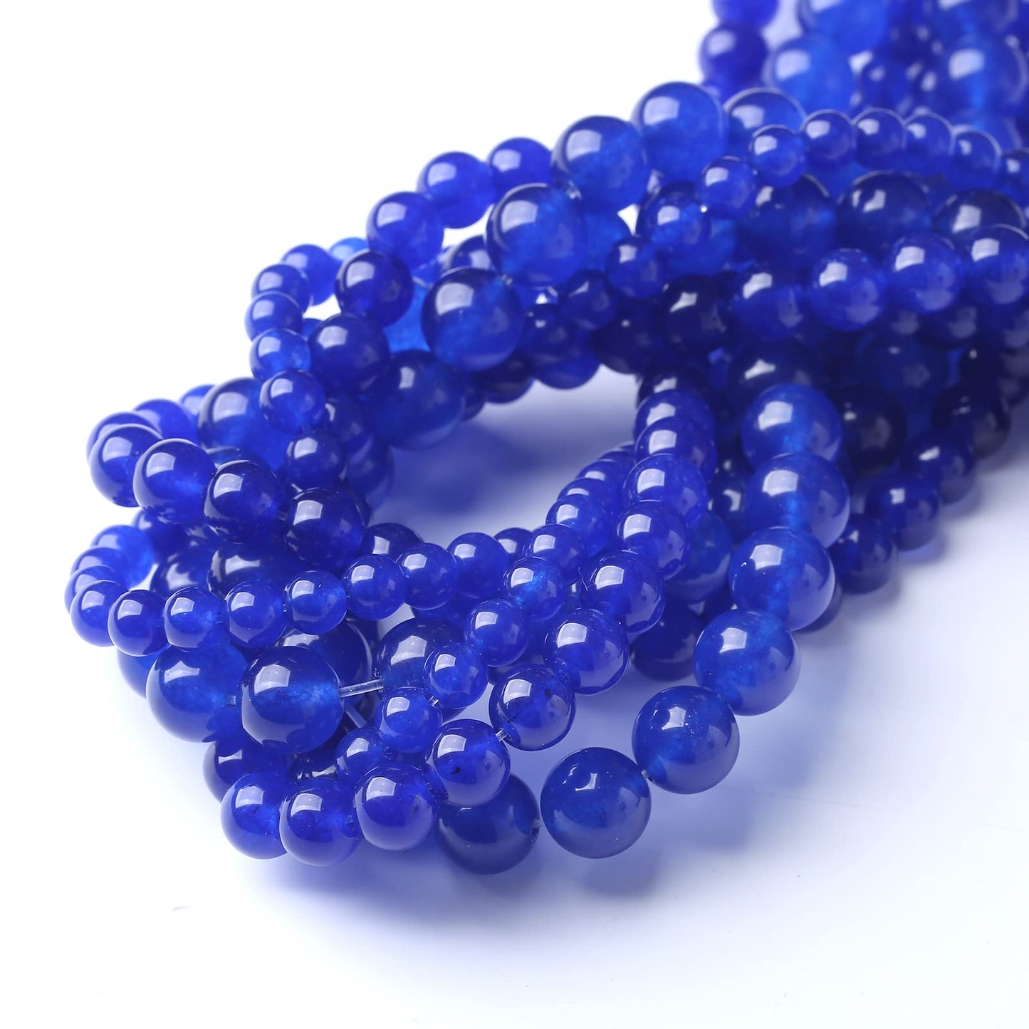 32PCS 12MM Natural Blue Chalcedony Stone Beads Energy Healing Beads for DIY Jewelry Bracelet Necklace Making for Jewelry Making15Inch