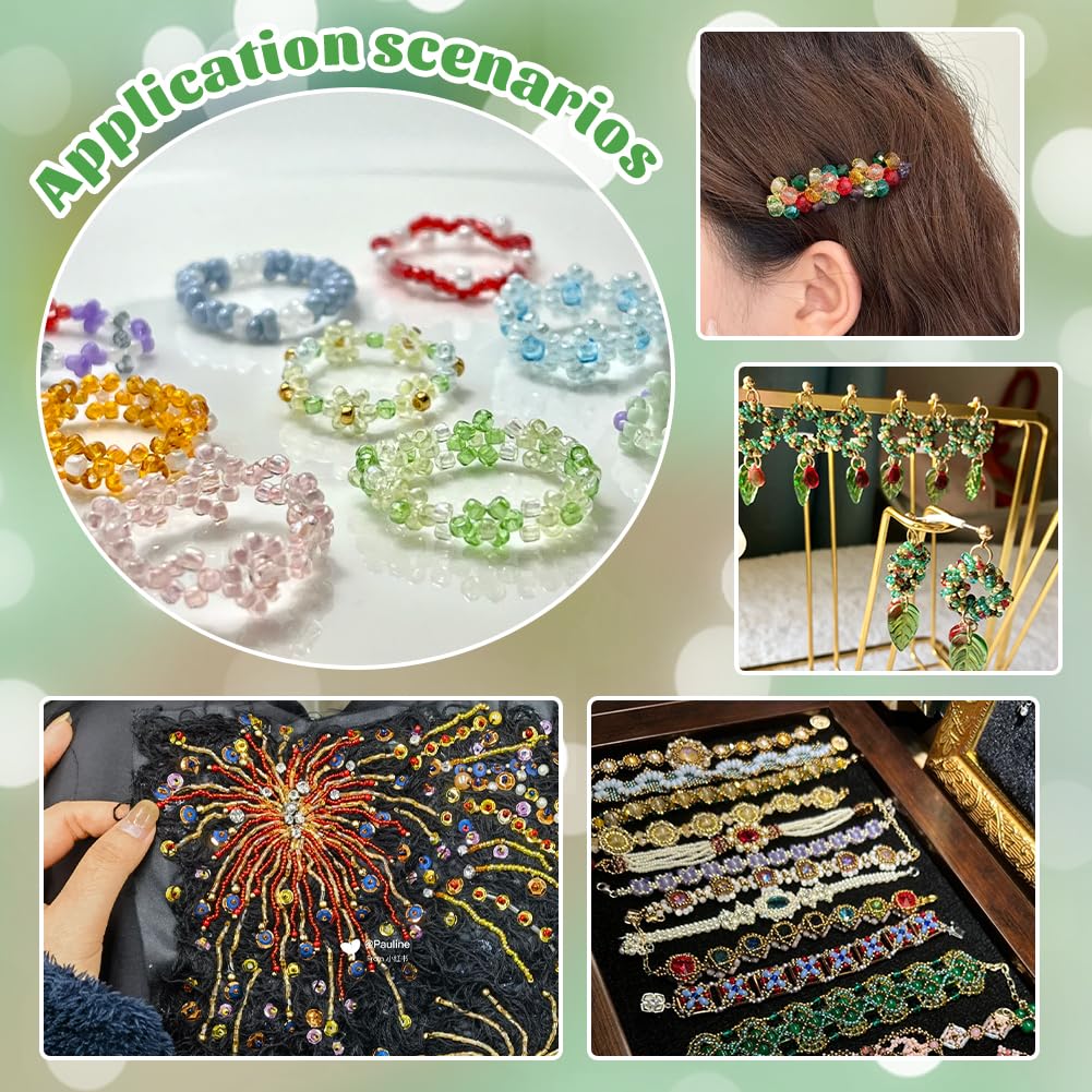 PH PandaHall About 1900 Pcs 6/0 Multicolor Beading Glass Seed Beads 8 Colors Round Pony Bead Mini Spacer Czech Beads Diameter 4mm for Jewelry Making