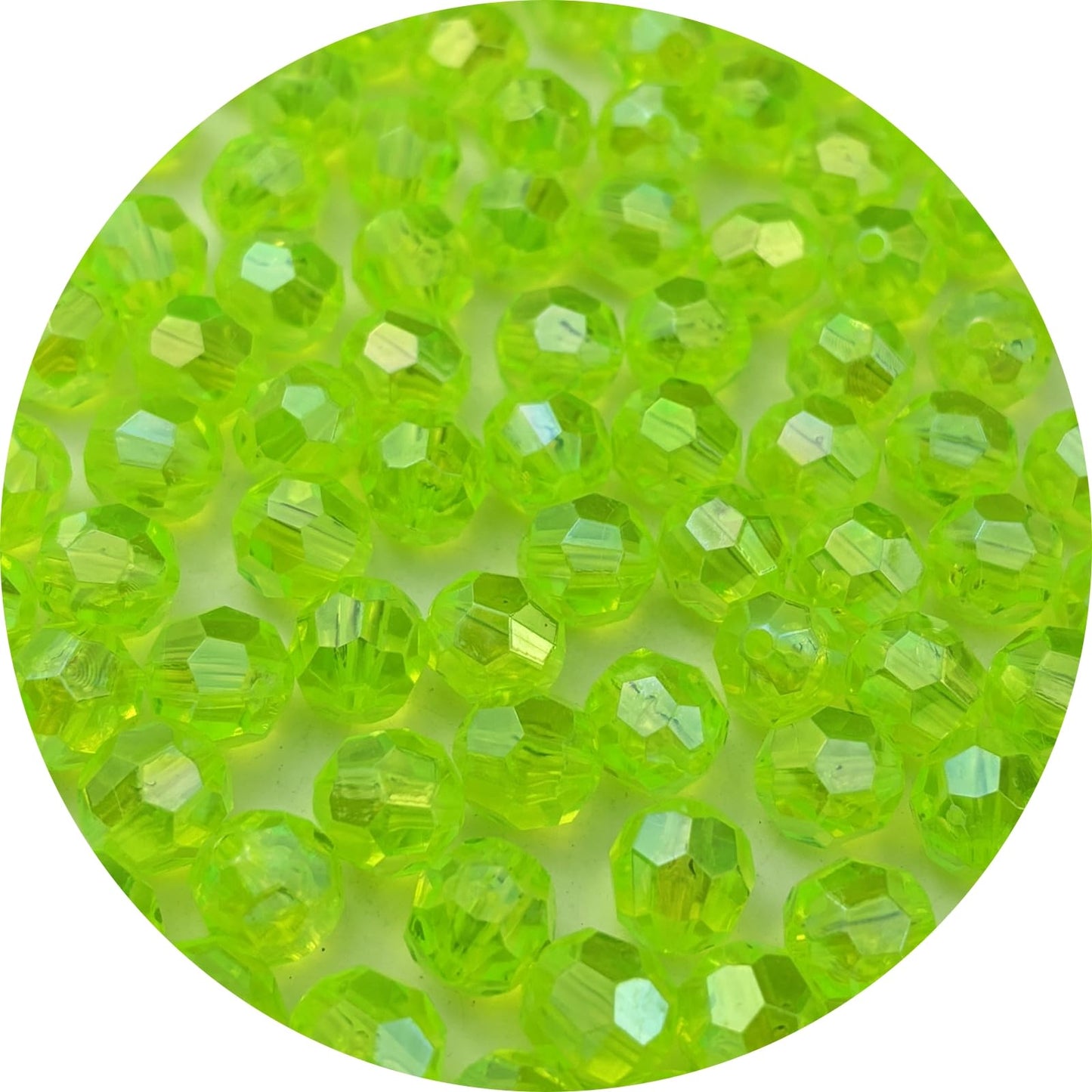 Pinhoollgo 200pcs 10mm Acrylic Faceted Round Beads AB Colors Glossy Acrylic Beads Round Spacer Beads with Hole for DIY Bracelet Necklace Jewelry Making Supplies Handmade Craft(Fluorescent Green AB)