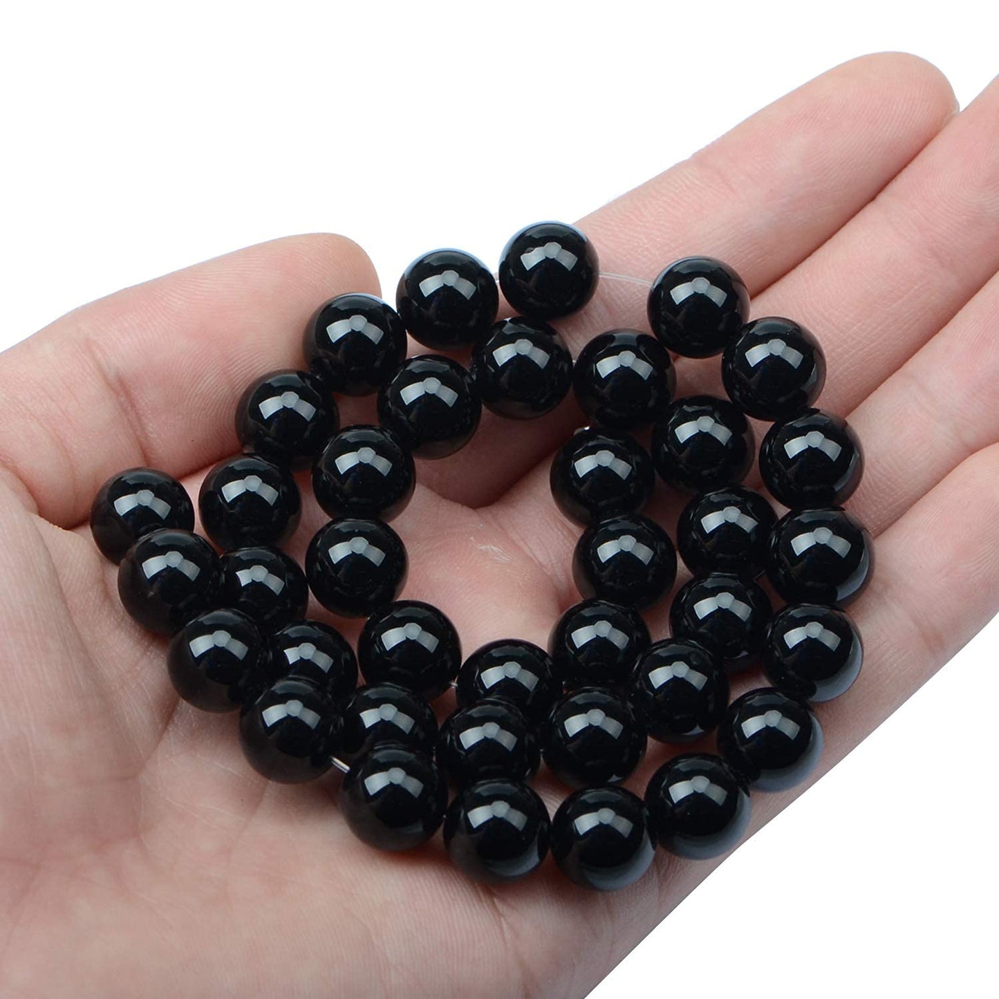 AD Beads Natural Gemstone Round Loose Beads 15" for Bracelet Necklace Earrings Jwelery Making Crafts DIY (10mm, Black Onyx)
