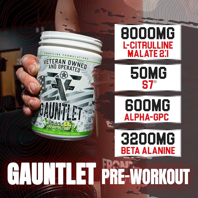 Gauntlet Pre-Workout Powder, Explosive Workouts, Laser Focus, Mid Stim, Amazing Flavor, Veteran Owned and Operated (25 Servings, Margarita Twist)